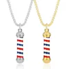 Anhänger Halsketten Barber Shop 3D Pole Fashion Lange Kette Halskette Friseur Souvenir Charm Statement Jewellery276T