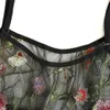 Kvinnors sexiga underkläderuppsättning blommor broderade rena mesh bh trosor 2 bit nattkläder set 2020 new335s