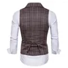 Hommes gilets mode classique Vintage Plaid gilet hommes Slim Fit affaires casual gilet hommes mariage fête vêtements quotidiens