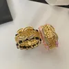 Designer Ring Luxury Brand Letters Rings Gold Plated Brass Copper Open Band Rings Fashion Crystal Ring For Women Wedding Jewelry Gifts NEW