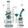 Green Inner Perc Fab Egg Wasserpfeifen Bongs Bubbler Dicke Glasbongrohre mit 14,4 mm Schüsselstück Recycler Bohrinsel Lila Wasserpfeife Dab Rigs