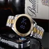 Relógios femininos masculinos com tela sensível ao toque LED relógios digitais dourados da moda relógios de pulso eletrônicos totalmente em aço inoxidável 257I