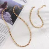 Chains 21 Fashion Simple And Graceful 316L Stainless Steel Gold Plated Waterproof Tarnish Necklace Bracelet For Women222V