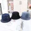 CAPS HATS Baby Boy Girls Washed Denim Bucket Hat Kids Wide Brim Sun UV Protection Fisherman Cap Jean Panama For Children Outdoor Bob Hats X0810