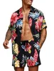 Chándales de hombre Conjunto de camisa de hombre Retro Patrón de rayas clásico Patrón de color Cómodo Suelto Tropical Jungle Vacaciones Moda Playa Estilo 230720