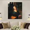 Belle femme toile Art vierge des rochers peinture de Léonard de Vinci oeuvre à la main bibliothèque Decor