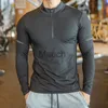 Herren T-Shirts Qui Dry atmungsaktives Laufshirt Männer Bodybuilding Sport T-Shirt Langarm Reißverschluss Stehkragen Gym Fitness T-Shirt J230721