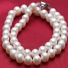 Köp pärlor smycken 9-10mm nästan felfri vit cirkel av naturligt havsvatten pärlhalsband 18 tum mest lämpliga gåvor pärlstav n244z