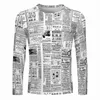 メンズTシャツファッション新聞パターン男性長袖TシャツプリントライトウェイトストリートウェアトップTシャツJ230721