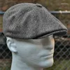 Basker sboy cap ull twd åttonal för män grå brun gatsby hattkål huvudstycke basker hattar