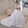 Plus w rozmiarze 2020 suknia ślubna V Koronkowa koronkowa aplikacja na plażę na zewnątrz sukienki ślubne z długim rękawem suknie ślubne Vestidos de novia160J