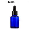 Leere, klare, bernsteinfarbene, blaue Tropfflasche aus Glas, 30 ml, Tropffläschchen für ätherische Öle, E-Liquid-Kosmetik, nachfüllbare Flaschen mit schwarzem Deckel, Vufev