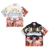 Mens Casual Shirts WACKO MARIA Men Women Lapel Print Loose Hawaiian Short Sleeve Black White Shirt 230720