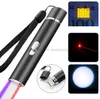 High Powerful red Laser flashlights 3 in 1 purple lights UV Flashlight multifunction USB Rechargeable battery torches portable outdoor lamp pen lights