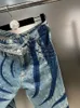 Kvinnor jeans luxe kontrast färg randig lapptäcke split midja jeans highwaist streetwear denim byxor kvinnlig sommar 230720