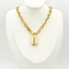 2021 Luxur Designer Halsband smycken Guldhalsband för kvinnor Trendiga titanstål Kärlekslåshuvud Mens mode Tjockkedja No Al253D