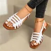 Jurk Schoenen Vrouwen Sandalen Zomer Romeinse Schoenen Hol Open Teen Slip-On Band Flats Mode Dames Strand Schoeisel casual Sandalias De Mujer L230721