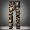 Dżinsy męskie 2023 proste krawat barwione drukowane jeansowani mężczyźni vintage streetwear hip hop patchwork joggers mody chude