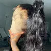 Full spets peruk mänsklig hårbrasiliansk kroppsvåg front peruker för kvinnor för plucked hd frontal hästsvans