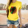 New Style Unisex Independence Day July 4th Sunflower Pattern Printed Summer Short Sleeve T-shirt Top