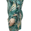 Grote maten jurken WUHE Dames Jurk Print Shirring Skew Collar Skinny Sexy Night Club Party Vestidos Spring Fashion Outfit