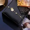 Luxury Fashion Plum Blossom Cross Natural Shell Stone Charm Bracciale Donna Squisita catena d'oro Bracciale Girl Jewelry Gift243x