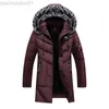 Herrenjacken Herren Winter Trenchcoats Lange Daunenjacken Mit Kapuze Freizeitjacken Hochwertige Männliche Baumwolle Schlanke Warme Parkas Fleece Wintermäntel L230721