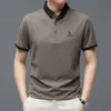 Polos Masculinos Hazzys Camisas Polo Masculinas Korea Man Golf Shirt Summer Striped Print Button Clothing Business Masculino Streetwear T-Shirt Manga Curta 230720