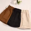 Shorts pour femmes en laine de coussin avec poches 2023 automne hiver externe haute taille mince pantalon consécutif décontracté