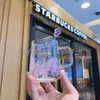 300ML Starbucks Laser Sakura Mugs Pink Coffee Water Cup with Stirring Rod Large Capacity Good Gift Product2337