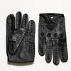 新しい到着豪華なメンズ本革の手袋羊皮手袋ファッションメンオスのミトンY2001248Rのための黒い通気性運転手袋