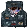 Men's Vests 2023 Fashion Embroidery Motorcycle Leather Vest Sheepski Sleeveless Jacket Club Riding Moto&Biker Punk Veste For Man