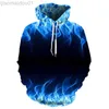 Sweats à capuche pour hommes Sweats Hommes / Femmes Automne et Manteau d'hiver Vêtements Veste drôle Sweats à capuche noirs 2023 Nouveau Sweat à capuche Flamme colorée Sweat Fluorescence 3d L230721