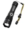 مصباح يدوي من ألومنيوم مقاوم للماء USB شحن XHP50 Zoom 5 Torch Torch P50 2500 Lumen High Power LED مع بطارية 18650 للتخييم المشي لمسافات طويلة