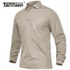 Men's Polos TACVASEN Zipper Pocket Tactical Work Shirt Mens Long Sleeve Premium Polos Shirts Casual Golf Sports Army Military Tshirts Tops 230720