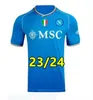 23 24 SSC Napoli Soccer Jerseys Kvaratskhelia Lozano Osimhen Anguissa Neapol Football Shirt Politano Maglia Mertens Maradona 2023 2024 Minjae koszula
