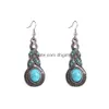 Charm Bohemian Dangle Drop Earrings For Women Vintage Turquoise Tassel Ethnic Retro Pendant Ear Hook Beach Party Jewelry Gift Deliver Dhyhj