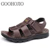 Genuine Outer Designer Hook Leather Summer and Loop Cowhide Slippers Soft Sole Men's Casual Sandals Non Slip 2 90 Sals