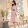 Roupa de dormir feminina verão modal algodão longo vestido de noite feminino manga curta plus size camisolas coreanas letras roxas camisolas femininas