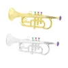 Noise Maker 1 Pcs 34cm Plastic Children Trumpet Horn Wind Instrument with 3 Keys Musical Toy for Kids Party Favor Gift Silver or Gold 230720