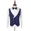 Costumes pour hommes Blazers bleu Slim Fit hommes pour mariage bal marié Tuxedos gilet à double boutonnage châle revers 3 pièces veste P262y
