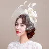 Fascinator casque de mariée voiles de mariage avec plumes accessoires de cheveux de mariage couvre-chefs pour coiffure de fête de mariage décor de fête266e