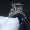 Choucong varumärke bröllopsringar fantastiska lyxsmycken 925 sterling silver full pave vit safir cz diamant ädelstenar kvinnor engagemang284k