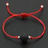 ship 50pcs lot Natural Lava Stone Black Red Thread Rope String Briad Lucky Gift Bracelets Adjustable Bracelets 271C