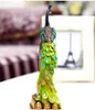 Tischuhren Drop Refine Clock Resin Cafts Tropical Style Peacock Watch Home Decor Ornament Pastoral Quartz Jump Gems Green