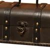 Smycken påsar väskor retro skattkista vintage träförvaringslåda antik stil arrangör för garderob prinka spänne1235j