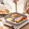 1 Pc Koekenpan Voor Ei, Non Stick Ham Pancake Maker, Egg Burger Pan Met Houten Handvat, 3 Gaten, Voor Inductie Fornuis Gasfornuis