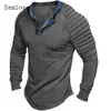 Men's T-Shirts Plus Size 3xl Mens Patchwork Tshirts 2023 America Europe Fashion Tops Men Long Sleeves Pullovers Casual Ruched Shirt Cloing J230721