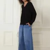 Women's Jeans ROW Brand Spring And Autumn Wash Blue Retro Loose Casual Pants Straight Barrel High Waist Wide Leg