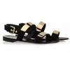 Men Sandals Gold Summer for Chains Genuine Leather Flat Beach Leisure Gladiators Mens Sandalias s